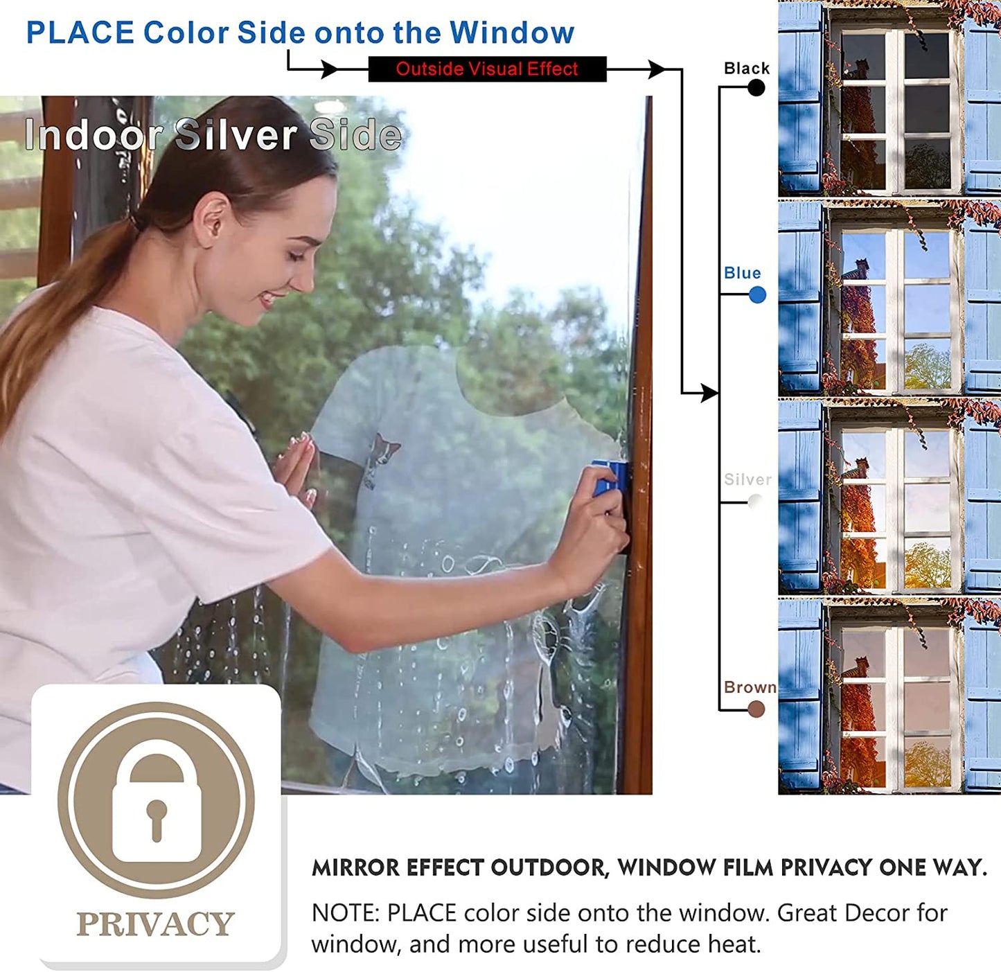 Premium one-way mirror window film: privacy, sun protection &amp; heat regulation 