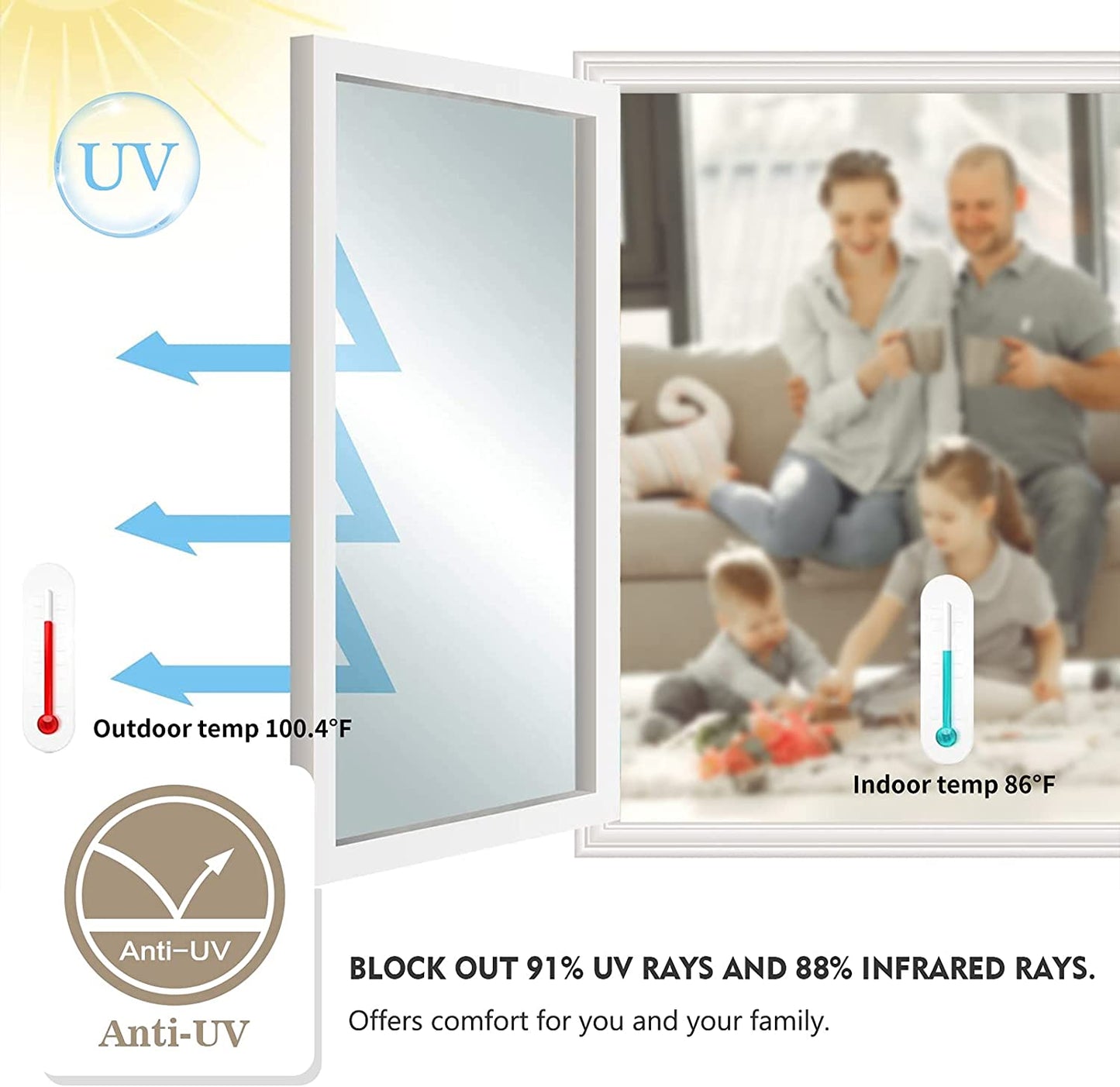 Premium one-way mirror window film: privacy, sun protection &amp; heat regulation 